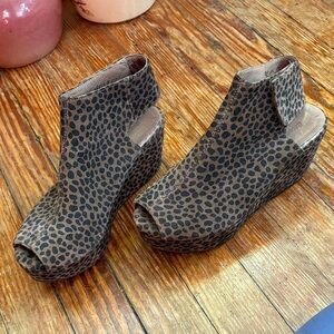 Leopard Print Chocolat Blu Wedge Ankle Boots